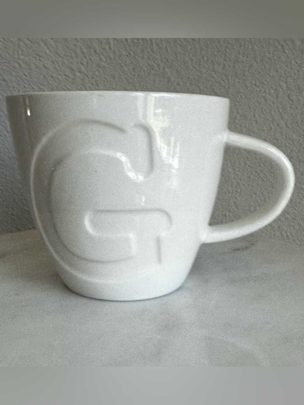 Keith Brymer Jones Monogram Letter "G" White Porcelain Mug 10 Oz